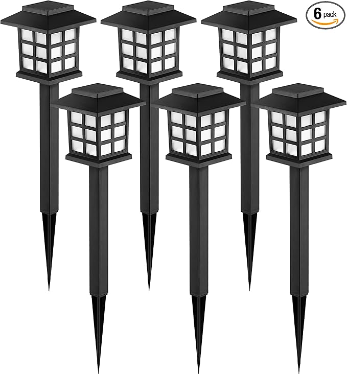 Solar Walkway Path Lights 6-Pack, Waterproof