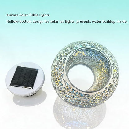 Aukora Color Changing Solar Powered Glass Ball Garden Lights, Table Lamps Waterproof Night Light for Patio, Bar, Party, Yard, Room, Wine Cabinet, Outdoor/Indoor Decorations, Ideal Gift(Crack Glass)