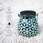 Mosaic Solar Lantern Set, Rustic Garden Lighting