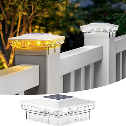 btfarm 1 Pack Solar Post Cap Lights Outdoor, 2 Mode 16 LED Fence Post Light Fit 4x4 3.5x3.5 Wooden/Vinyl, Waterproof Bright Solar Powered Lights Outside for Deck Patio Porch Garden Decoration, White
