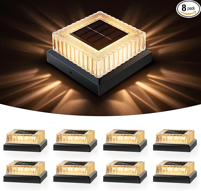 Solar Post Cap Lights, Black Waterproof
