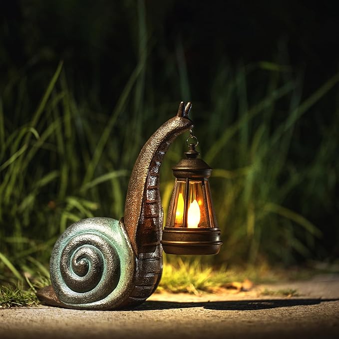Solar Garden Snail Statue,Garden and Home Decor,Valentines Day Decorations for Patio Yard LawnOrnaments,Unique Housewarming Gifts for Birthday Easter