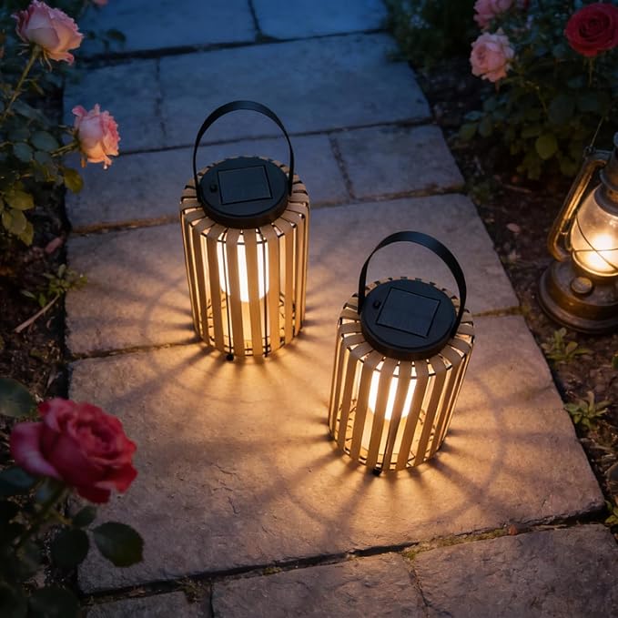 2Pack Solar Lanterns Outdoor Waterproof Garden Decor, Gifts for Women Mom Grandma Outdoor Solar Lantern Lights for Yard, Patio, Lawn,Pathway, Landscape