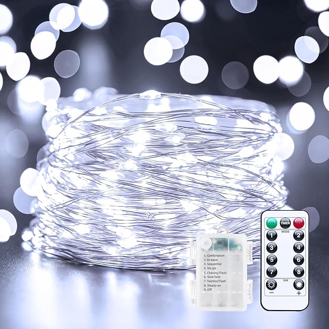 Christmas String Lights, 33ft 100 LED Waterproof Twinkle Lights
