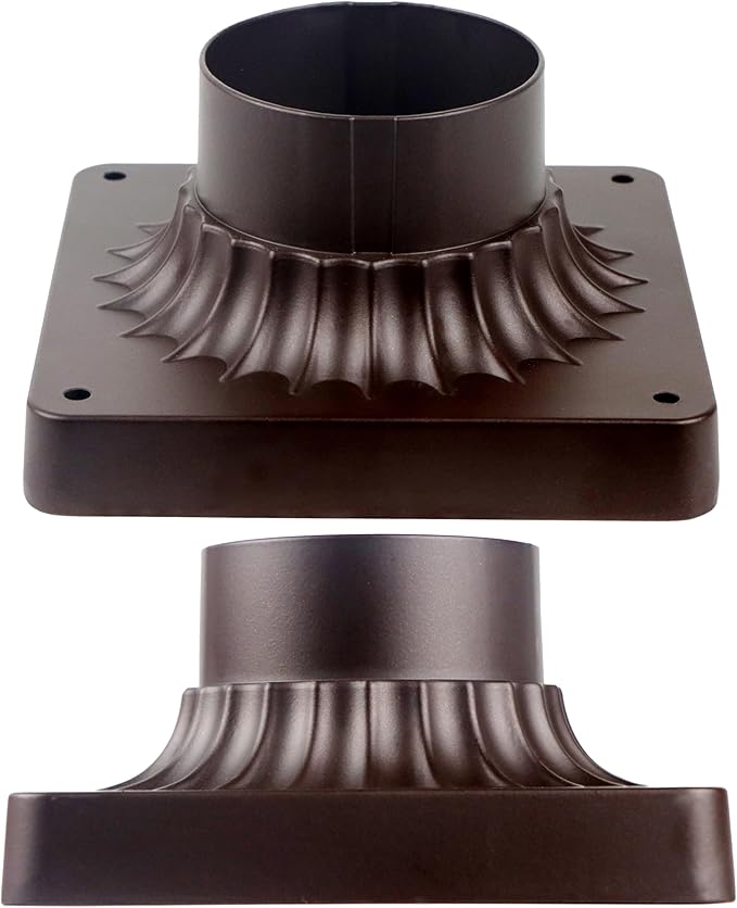 Pier Mount Adapter 2 Pack, Cast Aluminum Outdoor Post Light Base for 3" Post Light Fixtures, Parts Kits Included, 5.6" W*5.6" L*2.9" H in Bronze Finish