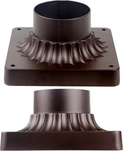 Pier Mount Adapter 2 Pack, Cast Aluminum Outdoor Post Light Base for 3" Post Light Fixtures, Parts Kits Included, 5.6" W*5.6" L*2.9" H in Bronze Finish