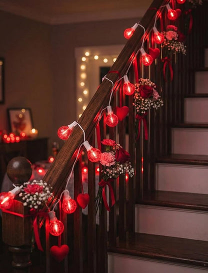 25FT G40 LED Valentine’s Day Outdoor String Lights, Red Valentines Decorations Lights with 27 Shatterproof Globe Bulbs, Hanging Patio Lights for Cafe Christmas Home Backyard Garden Party Wedding Decor