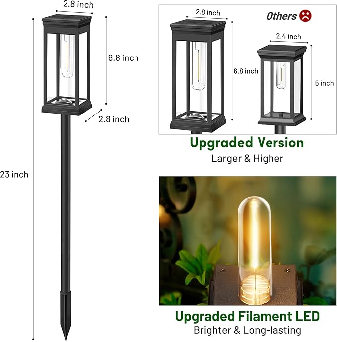 BesLowe Upgraded Solar Pathway Lights Outdoor, 12-Pack Large LED Solar Light Outdoor Waterproof, Super Bright Outside Lights for Yard, Sun-Powered Landscape Lighting for Garden Walkway, Warm White