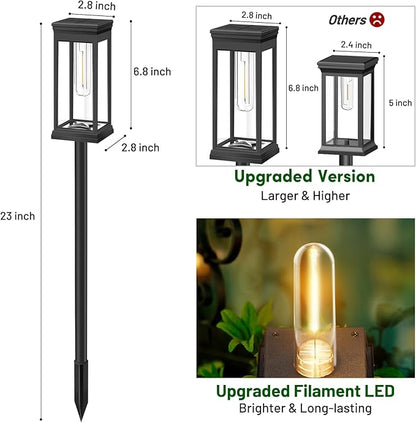 BesLowe Upgraded Solar Pathway Lights Outdoor, 6-Pack Large LED Solar Light Outdoor Waterproof, Super Bright Outside Lights for Yard, Sun-Powered Landscape Lighting for Garden Walkway, Warm White
