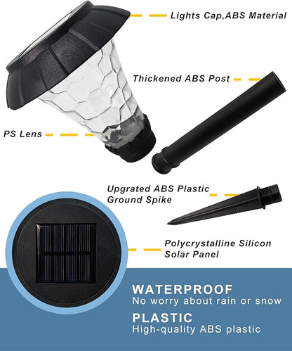 Solar Pathway Lights,6 Pack Solar Lights Outdoor Waterproof,Outdoor Solar Lights for Yard,Lawn,Patios, Garden,Landscape,Walkway,Driveway