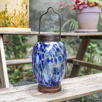 Solar Lanterns Outdoor Waterproof Glass Hanging Solar Lights Outdoor Decorative Lantern for Garden, Pathway, Yard and Lawn