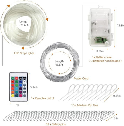 Remote Control Rope Lights, 4ft Color-Changing LED
