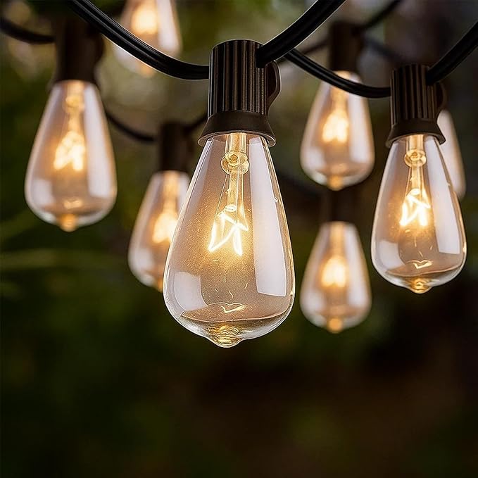 20Ft Outdoor String Lights,Edison Bulb String Lights with 22 Clear Edison Bulbs (2 Spare) UL Listed,Outdoor Patio Lights Waterproof for Outside Patio Backyard Party Deck Yard