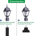 Pole Lantern for Outdoor Posts, Black Waterproof
