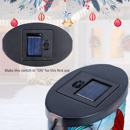MUMTOP Hanging Solar Lanterns Outdoor Waterproof, Christmas Lantern Cardinal Solar Lights Outdoor Decorative Solar Lanterns Tabletop Lamp for Patio Garden Yard Christmas Decor