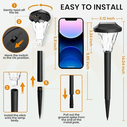 GIGALUMI 8 Pack Solar Lights Outdoor Waterproof, Outdoor Solar Lights for Yard, Solar Garden Lights, Yard Decorations Outdoor for Pathway, Patio, Garden, Driveway, Lawn, and Landscape(Warm White)