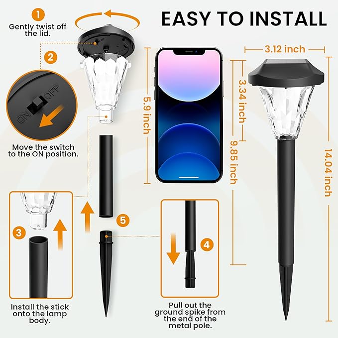 GIGALUMI 10 Pack Solar Lights Outdoor Waterproof, Outdoor Solar Lights for Yard, Solar Garden Lights, Yard Decorations Outdoor for Pathway, Patio, Garden, Driveway, Lawn, and Landscape(Warm White)
