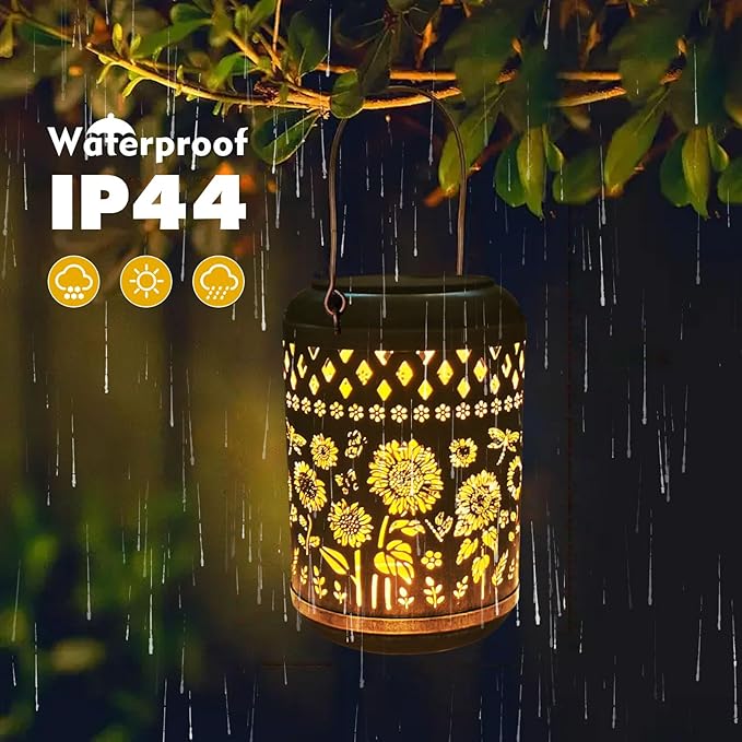 Sunflower Solar Lantern Set 2-Pack, Elegant Porch Lighting