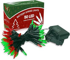 2-Pack Christmas String Lights, 17ft 50 LED Waterproof Twinkle Lights