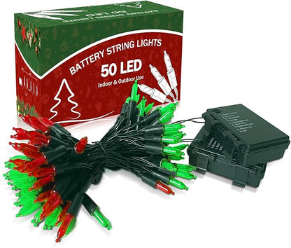2-Pack Christmas String Lights, 17ft 50 LED Waterproof Twinkle Lights