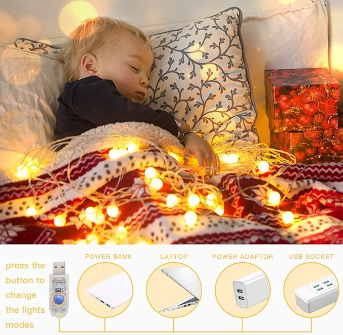 Christmas Backyard String Lights, 50 LED Waterproof