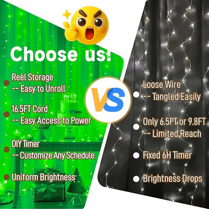 Outdoor String Lights, 8ft Green Waterproof LED