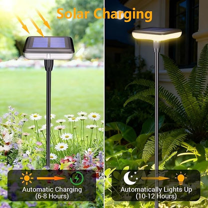 Solar Pathway Light Solar Lights Outdoor Garden Solar Landscape Lights 34LM Bright Up to 12H IP65 Waterproof Auto On/Off for Walkway Outside Yard Path Patio Lawn Flower Decorations (8, Warm white)