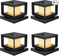 Black Solar Fence Post Caps 4-Pack, Patio LED