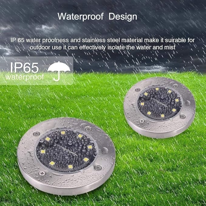 ZGWJ Solar Ground Lights,4 Pack Waterproof Solar Garden Lights, Upgraded Outdoor Garden Waterproof Bright in-Ground Lighting, Landscape Lighting for Pathway,Yard,Deck,Lawn,Patio,Walkway White