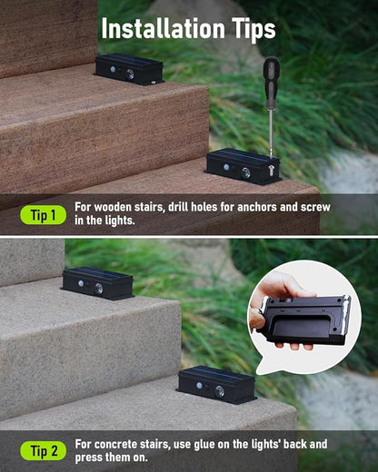 Solar Stair Lights Outdoor Waterproof Motion Sensor Solar Step Light 5 Modes for Stair, Step, Deck, Walkway, Pathway Warm White 8 Pack