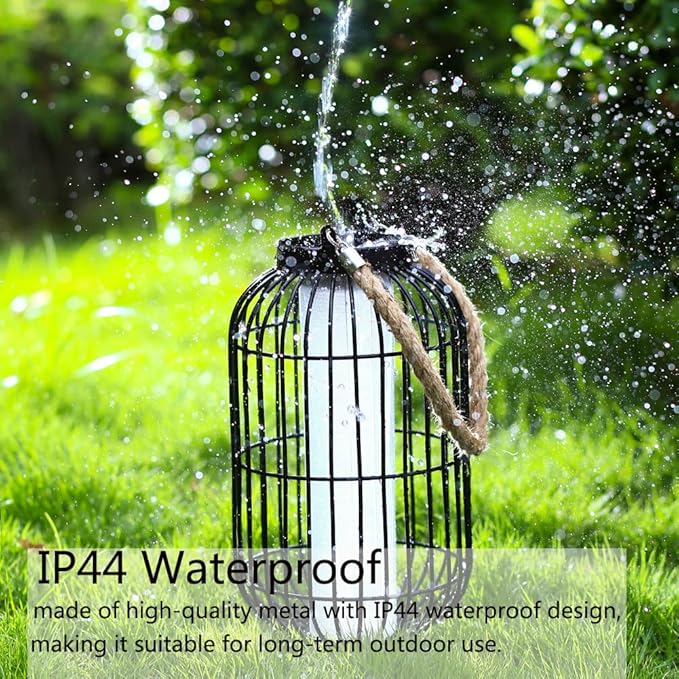 Large Outdoor Solar Lanterns Hanging Light Waterproof LED Garden Lights solar powered Retro Metal Auto On Off Table Lamp for Garden Patio Porch Lawn Pathway Walkway Tabletop Decorative(Black)