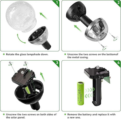 Solar Lights Outdoor, 6 Pack LED Color Changing, Stainless Steel, IP66 Waterproof, Crystal Cracked Glass Solar Garden Lights, Christmas Lights Outdoor for Landscape, Yard, Walkway, Pathway, Multicolor