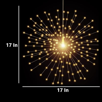 200 LED Starburst Sphere Lights,Firework Light Battery Powered, Tent Chandelier Remote Control, Waterproof Hanging Lights for Gardens Courtyards Porches Christmas Party Home Decor（Warm White）