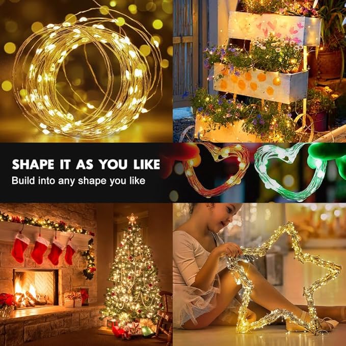 39ft Christmas LED String Lights, Waterproof Timer Lights