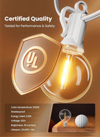 White Backyard String Lights, Weatherproof LED