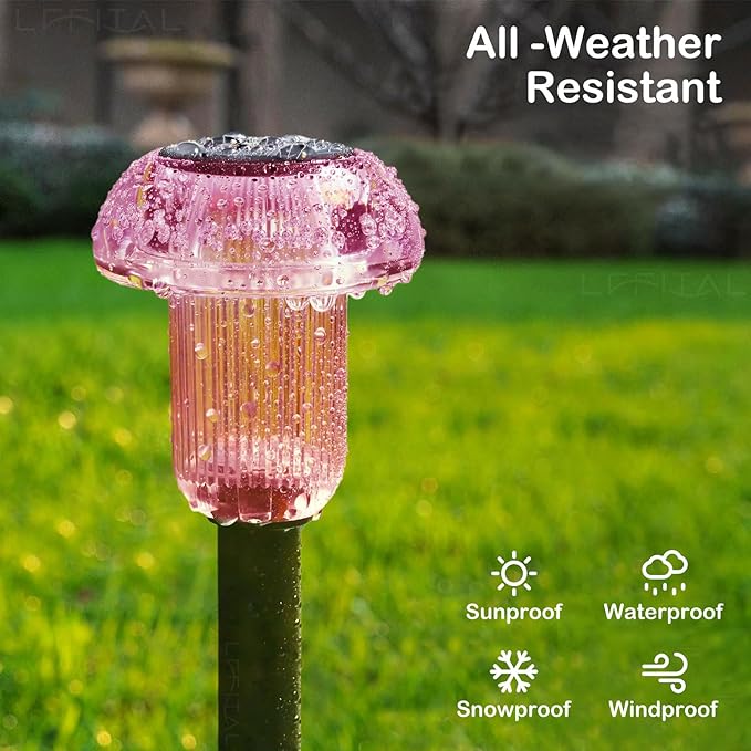 16 Pack Halloween Solar Lights Outdoor Hot Pink Solar Pathway Lights Outdoor Purple Mushroom LED Waterproof Lighting Stake for Outside, Yard, Path, Garden, Lawn, Patio, Landscape Decorations