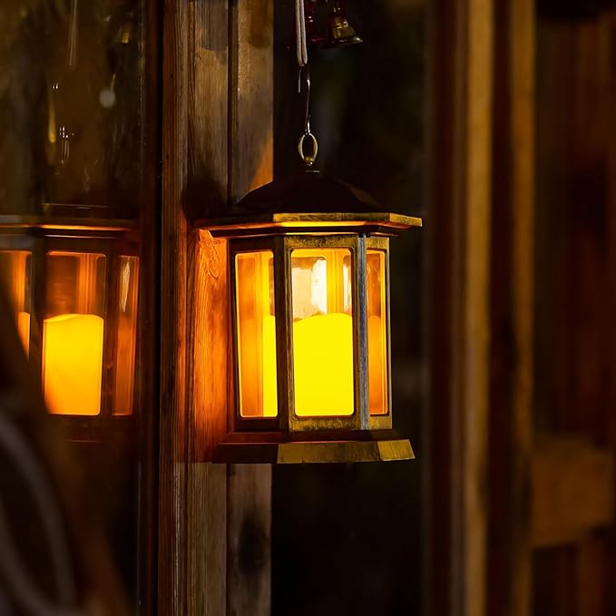 Rustic Courtyard Solar Lanterns for Garden, Waterproof LED