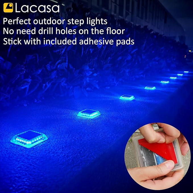 4-Pack Blue Wall Solar Lights, Waterproof LED