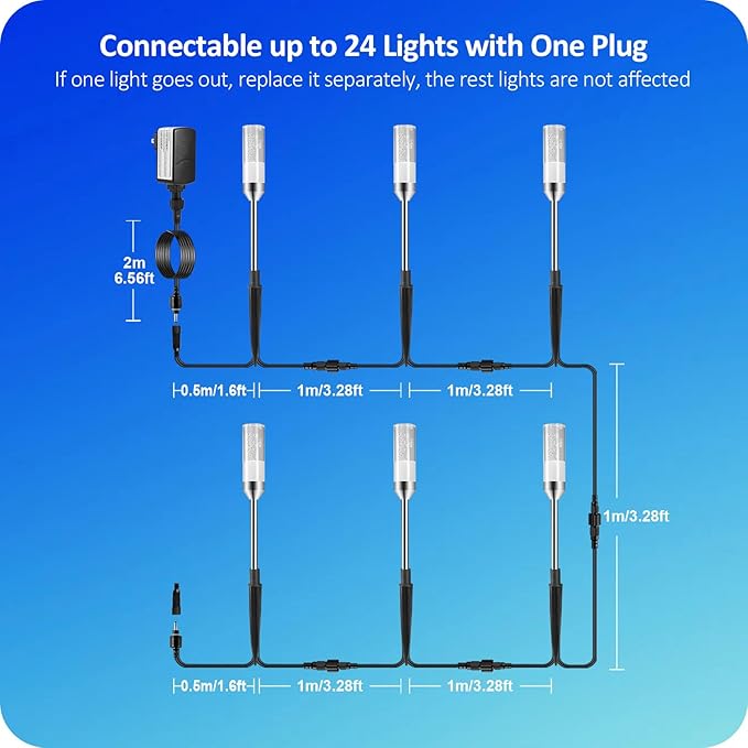 Solar Yard Path Lights 6-Pack, IP65 Waterproof