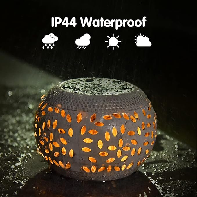Solar Table Lantern Outdoor Waterproof- Dancing Flickering Flame Solar Powered LED Light,White Metal Desktop Decorative Lamp for Gifts for Women Mom,Desk Patio Garden Yard