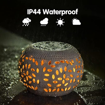 Solar Table Lantern Outdoor Waterproof- Dancing Flickering Flame Solar Powered LED Light,White Metal Desktop Decorative Lamp for Gifts for Women Mom,Desk Patio Garden Yard