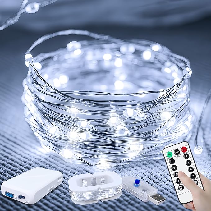 16ft Christmas LED String Lights, Waterproof Timer Lights