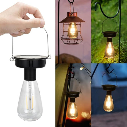 ELUTENG 4 Pack Solar Hanging Lights - Replacement Top with Bulb (2.75 Inch) - Waterproof Solar Lantern Accessories for DIY Outdoor Lanterns