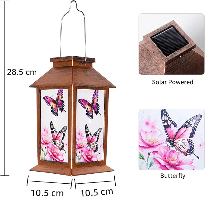 JOBOSI Solar Lantern Butterfly, Butterfly Decorative Gift, Solar Light, Gifts for Mom, Women, Grandma, Garden Yard Lawn Decor, Christmas and New Year Gift
