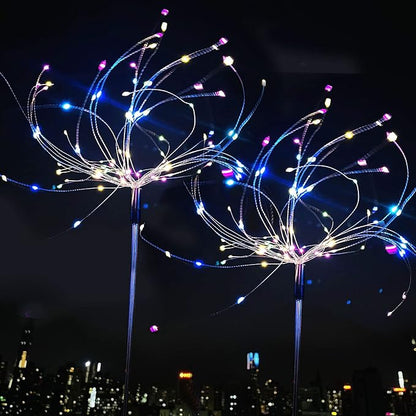 JJGoo Solar Firework Lights, 2 Pack 180 LEDs 2 Lighting Modes Solar Lights Outdoor Waterproof for Garden Patio Walkway Pathway Party Wedding Christmas Decorative - Colorful