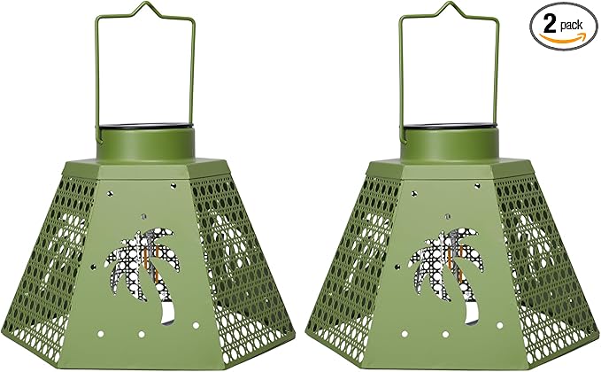 Solar Hanging Lanterns 2-Pack, Outdoor Hanging LED Decor