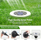 8-Pack White In-Ground Solar Lights, Flat LED Walkway