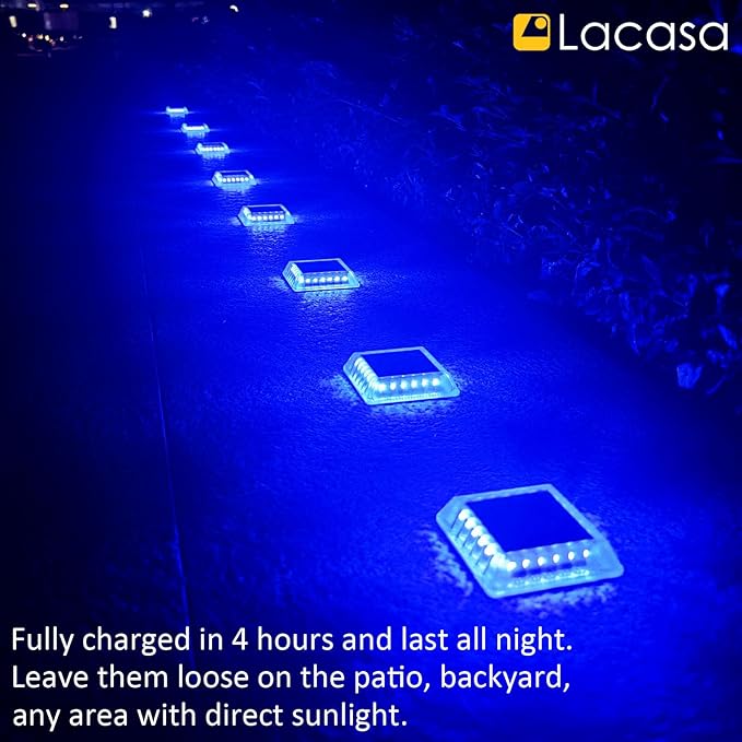 4-Pack Blue Wall Solar Lights, Waterproof LED