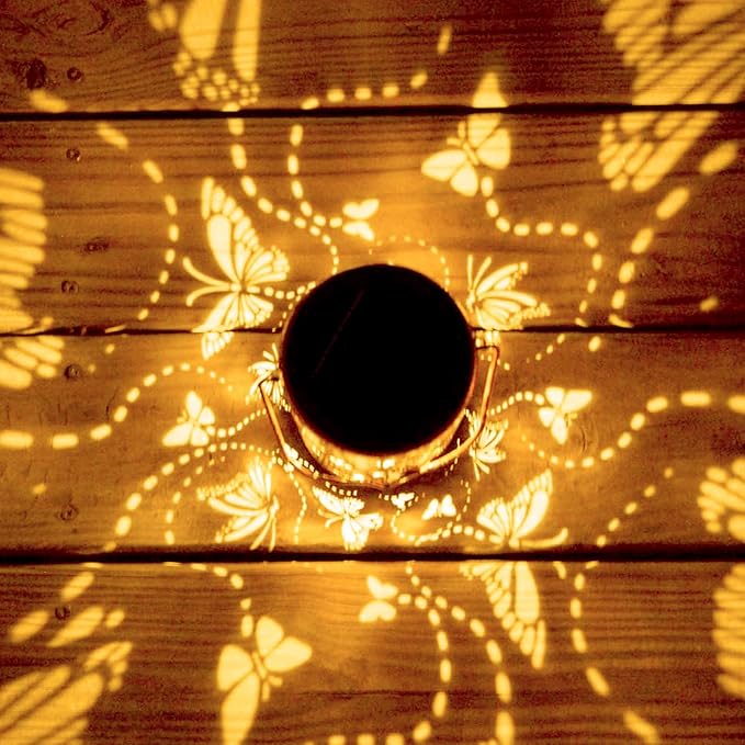 Birthday Gifts for Women Grandma,Solar Lantern Outdoor Waterproof,Butterfly Garden Decor,Metal Hanging Decoration Lights for Outside,Yard,Patio,Porch,Backyard,Christmas,Thanksgiving