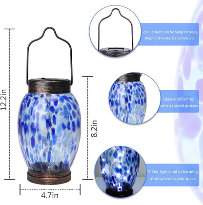 Solar Lanterns Outdoor Waterproof Glass Hanging Solar Lights Outdoor Decorative Lantern for Garden, Pathway, Yard and Lawn